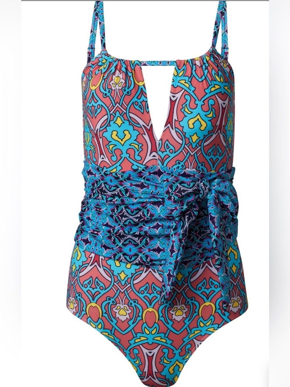 Venus Belted Sea Escape,keyhole cutout,sash tie waist belt full coverage,padded